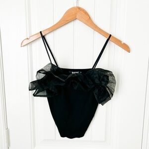 Misguided Black Tulle Tank Top Size 4